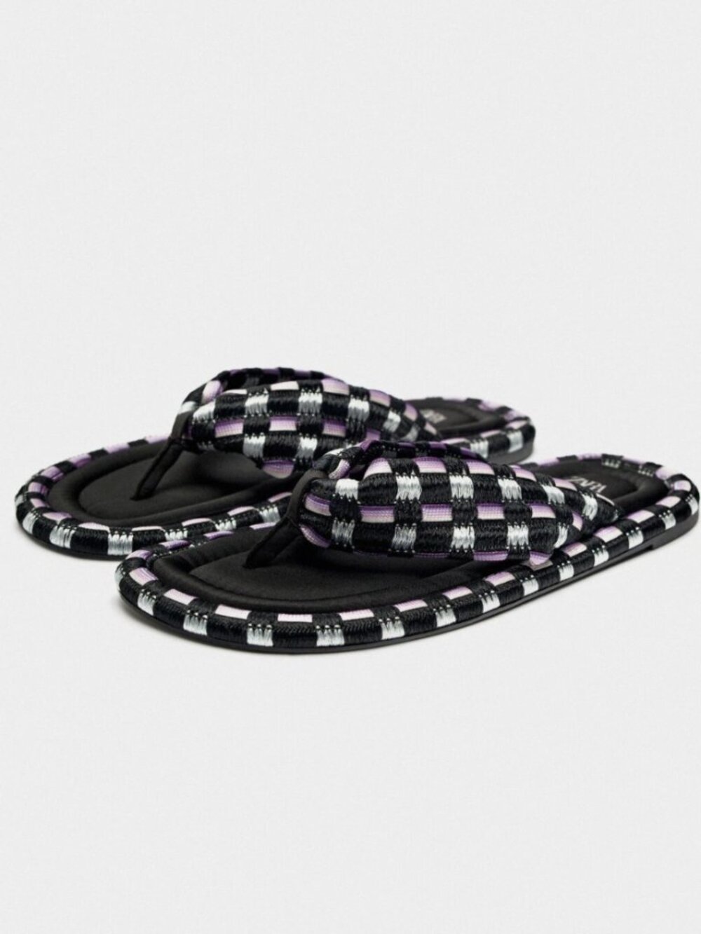 ZARA - NWT - Size 40 - Flat Fabric Multicolor Slides Sandals
